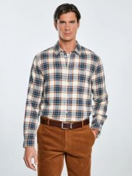 Koszula męska flanelowa w kratę niebieska Flaneno 401. Niebieskie koszule męskie Big Star, l, bez wzorów, z materiału, bez kołnierzyka, bez ramiączek. Za 229.99 zł.