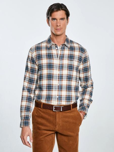 Koszula męska flanelowa w kratę niebieska Flaneno 401. Niebieskie koszule męskie Big Star, l, bez wzorów, z materiału, bez kołnierzyka, bez ramiączek. W wyprzedaży za 199.99 zł.