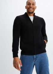 Sweter rozpinany z dzianiny o zwartym splocie. Niebieskie kardigany męskie bonprix, l, bez wzorów, z dzianiny, bez ramiączek. Za 109.99 zł.