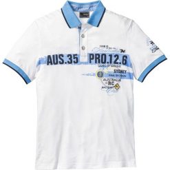 Shirt polo Regular Fit bonprix biały. Białe koszulki polo męskie bonprix, z nadrukiem, polo. Za 54.99 zł.
