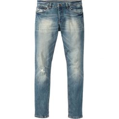 Dżinsy ze stretchem Skinny Fit Straight bonprix niebieski "used". Niebieskie jeansy męskie bonprix, z jeansu. Za 109.99 zł.