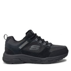 Trekkingi Skechers. Czarne buty trekkingowe męskie Skechers, bez wzorów, sportowe, bez obcasa, bez zapięcia. Za 329.99 zł.