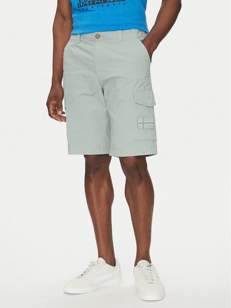 Napapijri Szorty materiałowe N-Horton NP0A4HOS Zielony Regular Fit. Zielone szorty męskie Napapijri, bez wzorów, z bawełny. Za 439.99 zł.