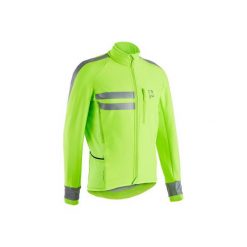 Kurtka zimowa na rower RC 500 męska. Zielone kurtki męskie TRIBAN, m, bez wzorów, z elastanu, bez ramiączek, bez kaptura. Za 229.99 zł.