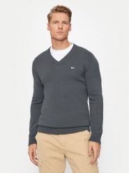 Tommy Jeans Sweter Essential DM0DM19429 Szary Slim Fit. Szare swetry męskie Tommy Jeans, bez wzorów, z bawełny, bez kołnierzyka, bez ramiączek. Za 219.99 zł.