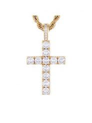 ICED STUFF Zawieszka Diamond Cross Złoty. Żółte biżuteria dla mężczyzn ICED STUFF, z tworzywa sztucznego, metalowe. Za 189.99 zł.