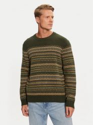 Wrangler Sweter Fairisle 112357294 Zielony Relaxed Fit. Zielone kardigany męskie Wrangler, m, bez wzorów, z syntetyku, bez ramiączek. Za 209.99 zł.