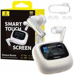 Słuchawki Baseus Słuchawki Bowie M2s Ultra TWS bezprzewodowe dokanałowe z interaktywnym ekranem - białe. Białe słuchawki bluetooth Baseus. Za 200.80 zł.