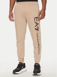 EA7 Emporio Armani Spodnie dresowe 7M000571 AF13512 M1013 Beżowy Regular Fit. Brązowe spodnie dresowe męskie EA7 Emporio Armani, bez wzorów, z bawełny. Za 269.99 zł.