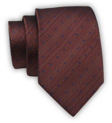 Krawat Alties (7 cm) - Miedziano Brązowy w Drobny Groszek. Brązowe krawaty i muchy męskie Alties, bez wzorów, z tkaniny, eleganckie. Za 49.00 zł.