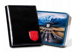 Portfel skórzany Peterson [D] PTN 22310-VT-T czarny. Czarne portfele męskie Peterson, bez wzorów, ze skóry. Za 109.99 zł.