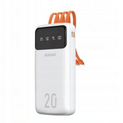 Dudao pojemny powerbank z 3 wbudowanymi kablami 20000mAh USB Typ C + micro USB + Lightning biały (Dudao K6Pro+). Białe powerbanki Dudao. Za 54.56 zł.